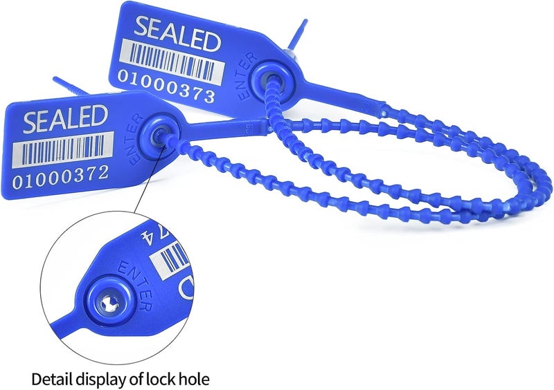 LeadSeals 500 Blue Plastic Barcode Seals, Numberd Plastic Tamper Seals Security Tags, Pull-Tite Safety Zip Ties, Tamper Proof Tags Plasic Locks for Fire Extinguishers - Image 4